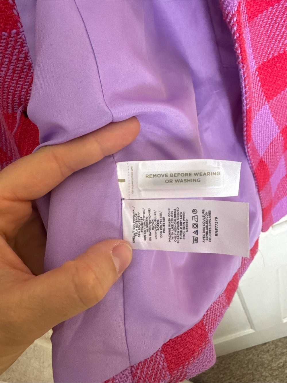 Ann Taylor Blogger Pink and Lavender Checked Blazer size 8 - Picture 9 of 12